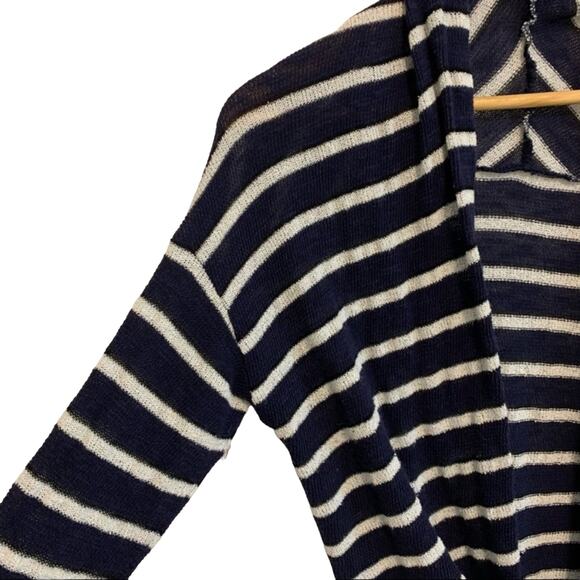 Splendid Navy Striped Open Front Draped Cardigan Sweater - Picture 6 of 8